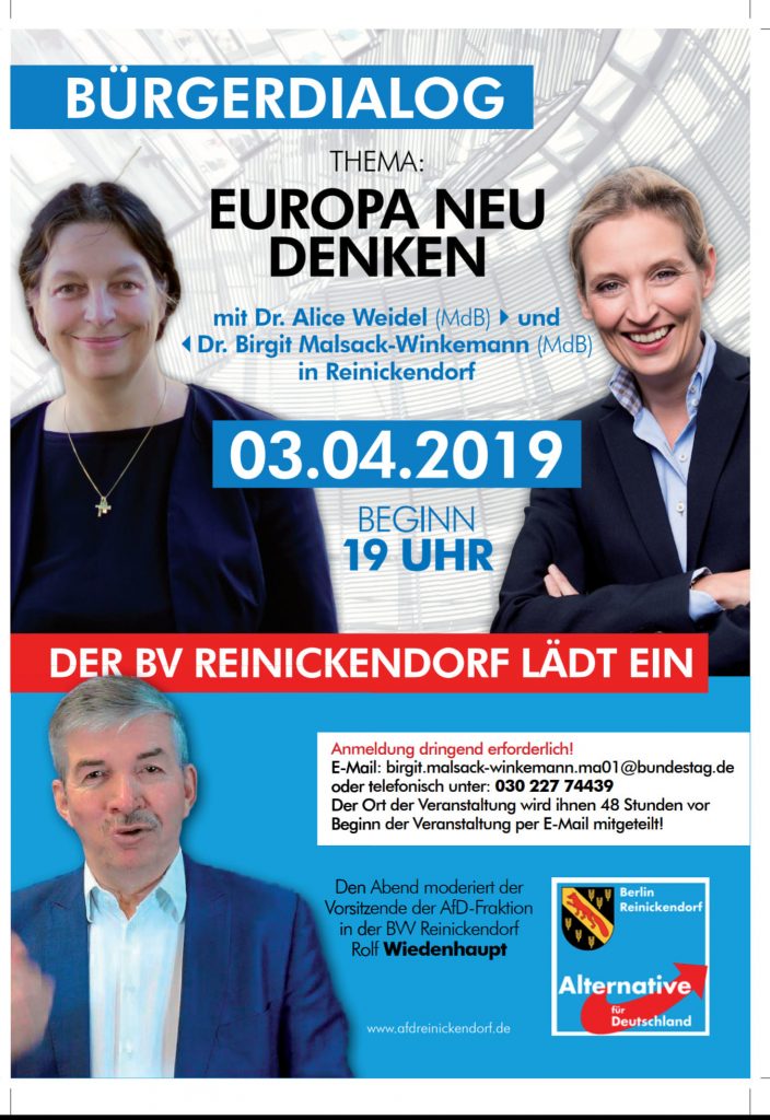 Birgit Malsack-Winkemann und Alice Weidel am 03.04.2019 in Berlin-Reinickendorf