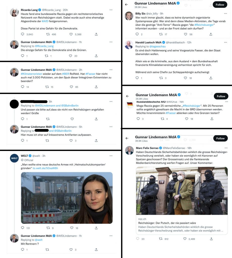 Gunnar Lindemann (Mitglied der AfD-Fraktion im Abgeordnetenhaus) äußert sich auf Twitter zur Razzia am 07.12.2022